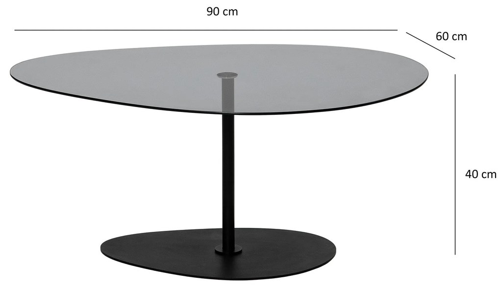 Mesa de Centro Porto – Cinzento Escuro e Preto – 90x40x60 cm