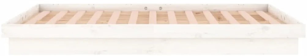 Estrutura de cama c/ LED casal 135x190 cm madeira maciça branco