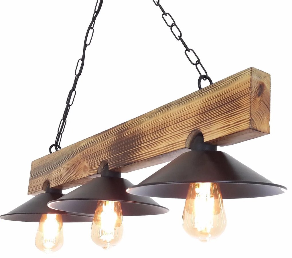 Candeeiro Suspenso Hepsi – Nogueira e Preto – 80 x 22 x 65 cm