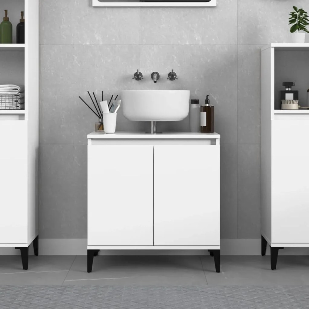 821262 vidaXL Móvel p/ lavatório 58x33x60 cm deriv. madeira branco brilhante