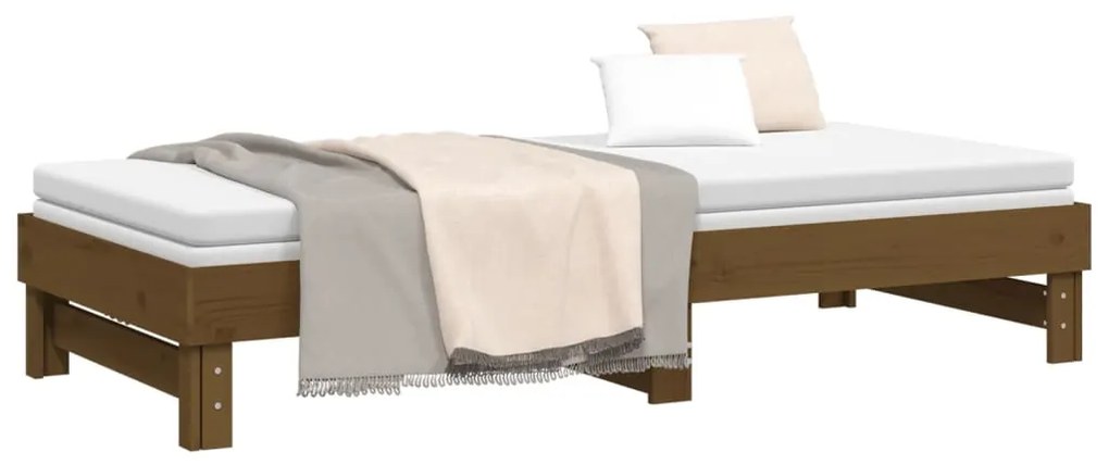 Estrutura sofá-cama de puxar 2x(90x200) cm pinho castanho-mel