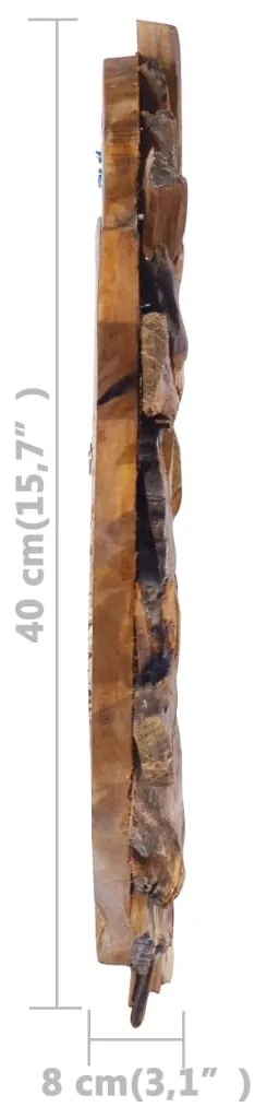 Espelho de parede redondo 40 cm madeira de teca