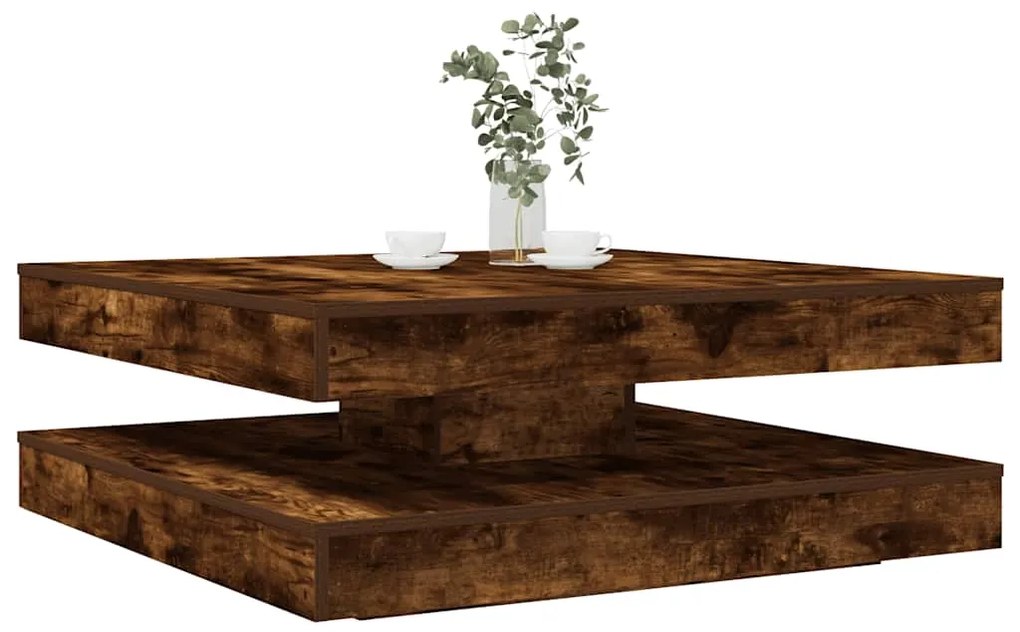 vidaXL Mesa de centro rotativa a 360graus 90x90x34,5cm carvalho fumado