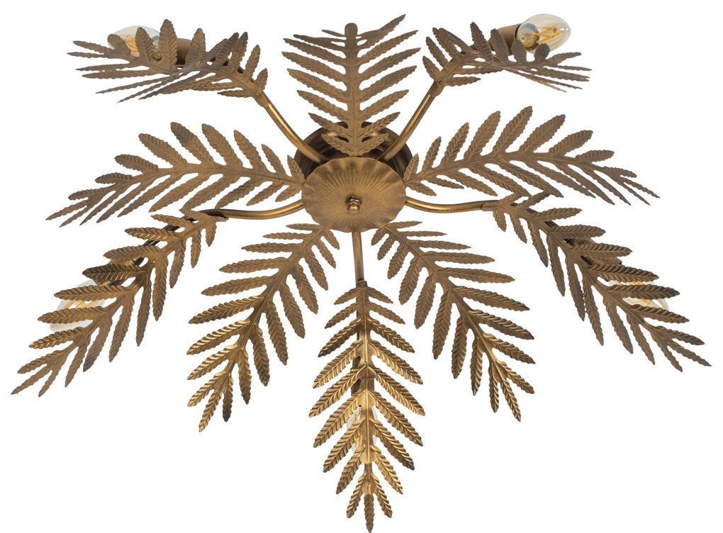 Candeeiro de teto vintage dourado 70 cm 5 luzes - Botanica Retro