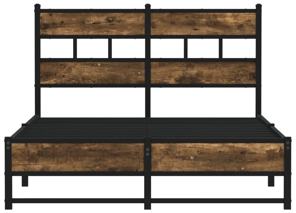 Estrutura de cama sem colchão 120x190 cm metal carvalho fumado