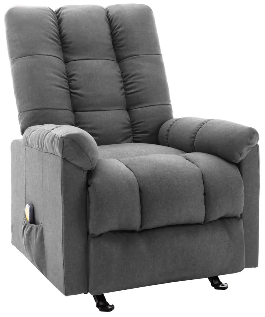 321410 vidaXL Poltrona de massagens reclinável tecido cinzento-claro