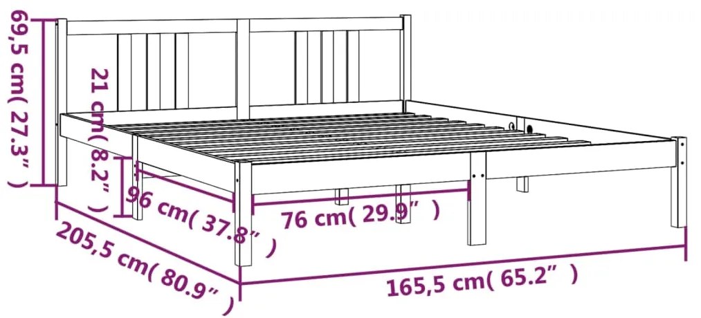 Estrutura de cama 160x200 cm madeira maciça branco