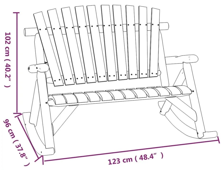 Banco de baloiço p/ jardim 2 lugares 123x96x102 cm abeto maciço