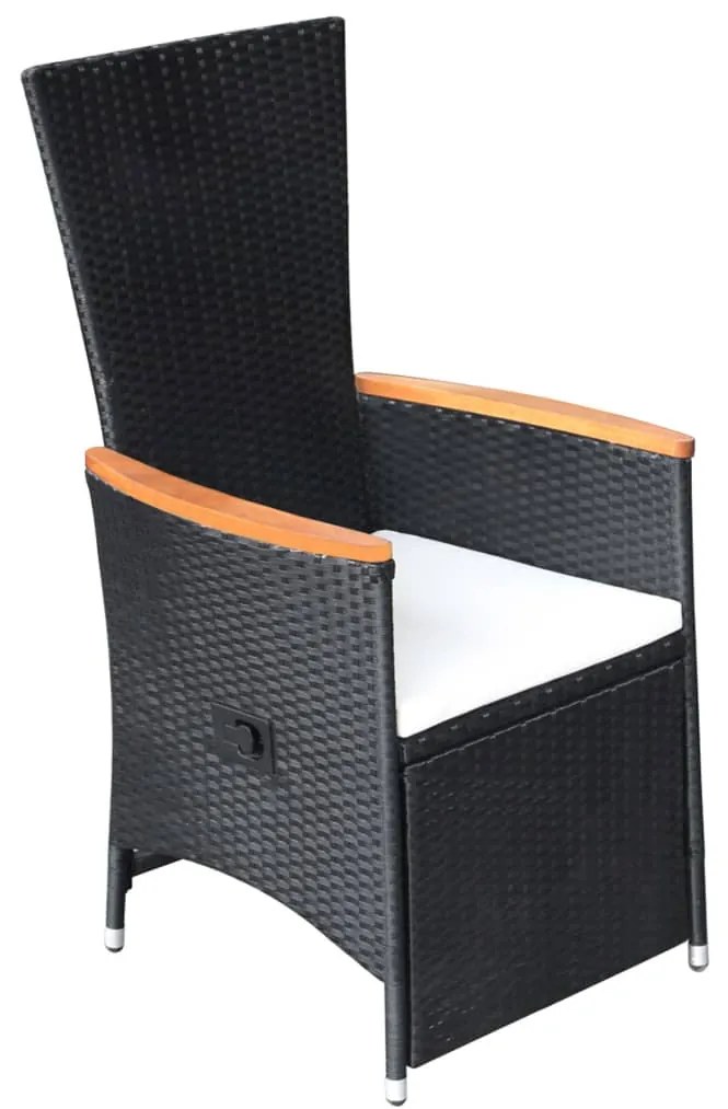 Cadeiras jardim reclináveis 2 pcs c/ almofadões vime PE preto