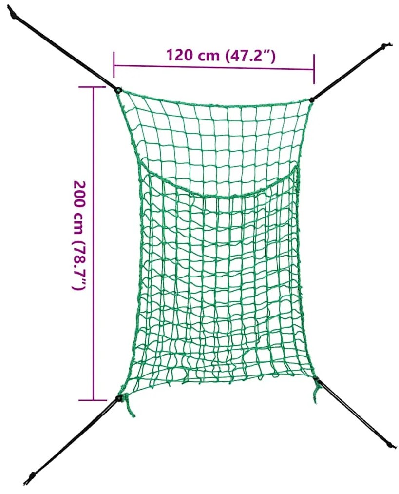 Redes para feno 2 pcs retangular 200x120 cm PP verde