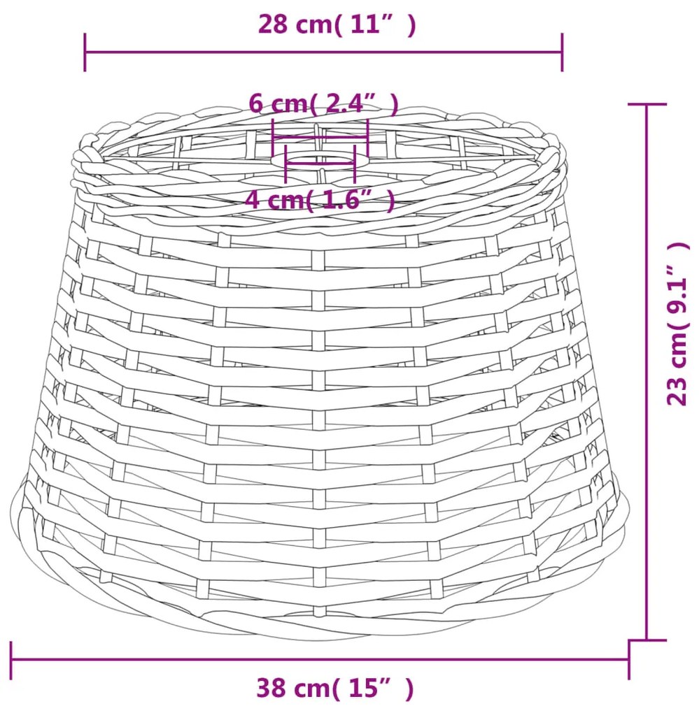 Abajur de teto Ø38x23 cm vime castanho