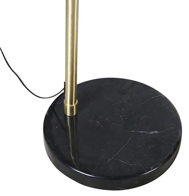 Candeeiro de pé arco moderno em latão com base em mármore e cúpula preta 32,5 cm - XXL