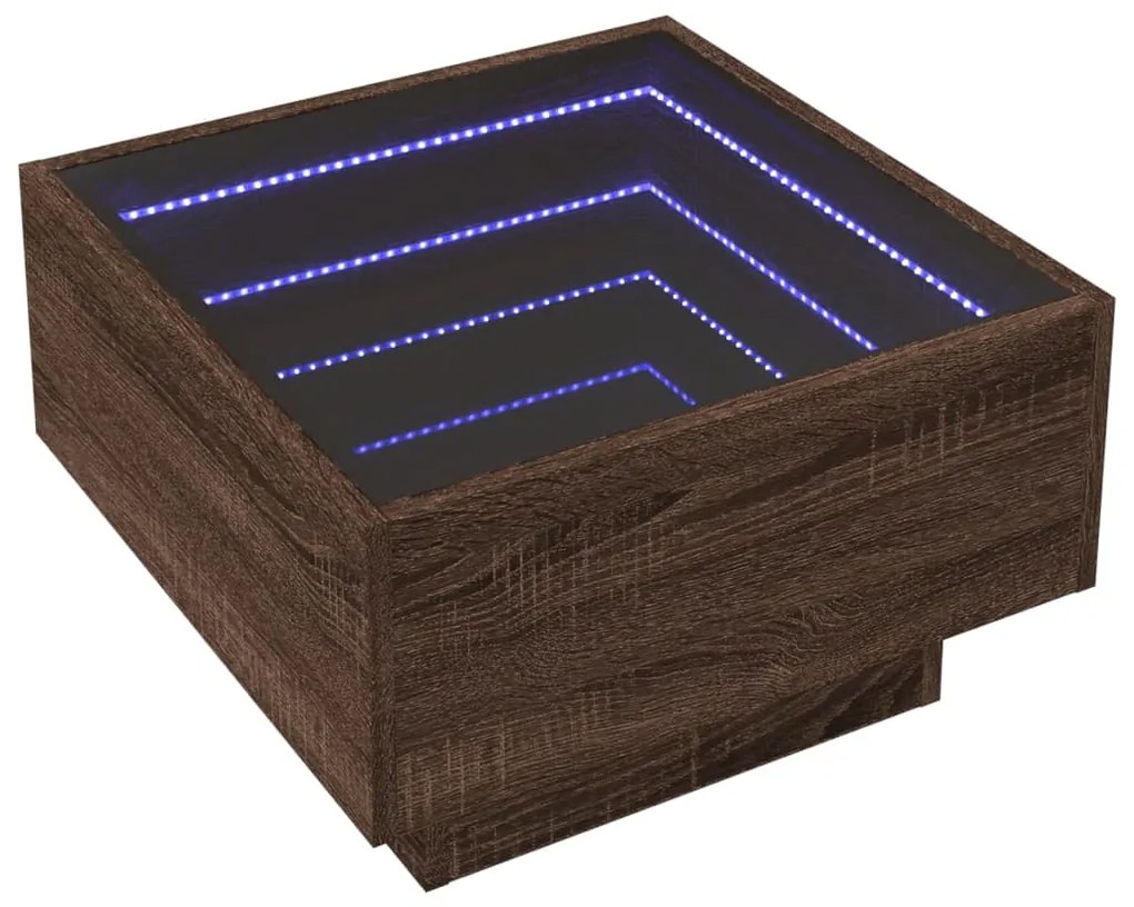 Mesa de centro c/ LEDs 50x50x30 cm derivados de madeira