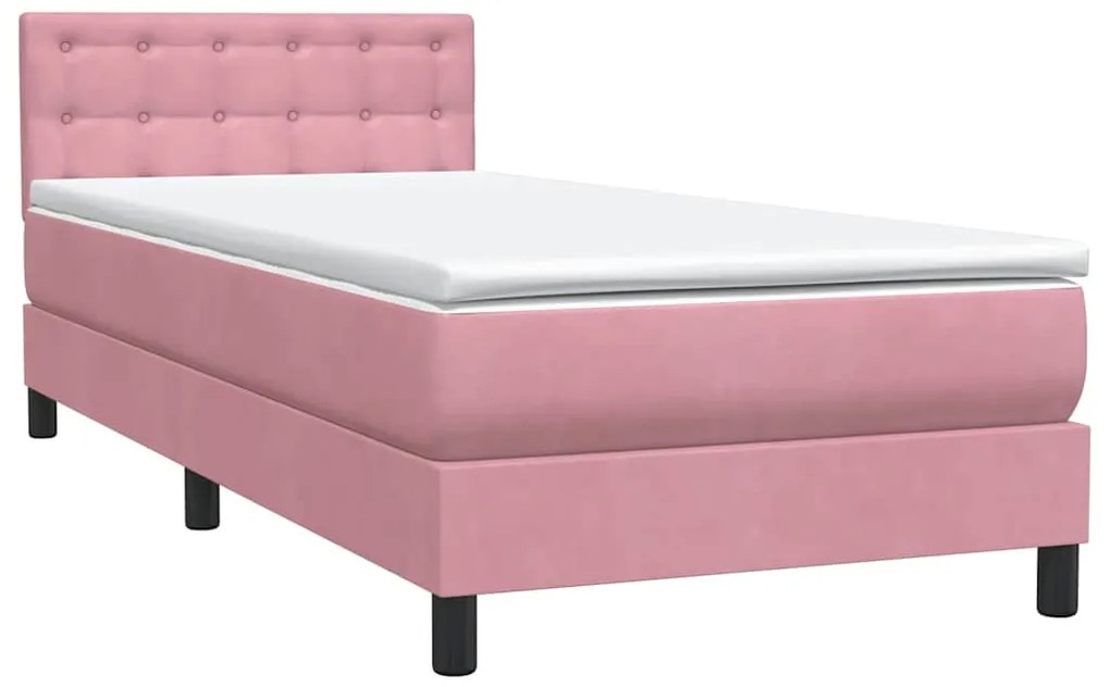 Cama com molas/colchão 100x220 cm veludo Rosa