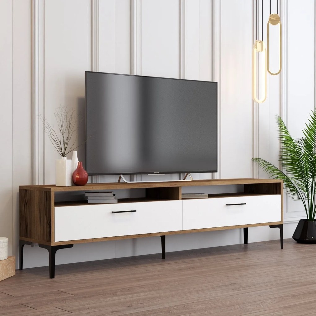 Móvel TV Istanbul – Nogueira/Branco – 180x35x47 cm