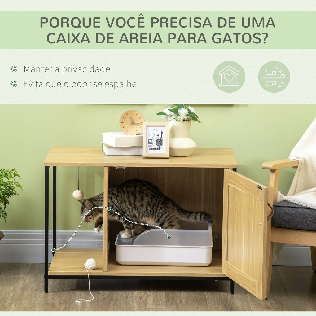 PawHut Caixa de Areia para Gatos Móvel com Caixa de Areia para Gatos c