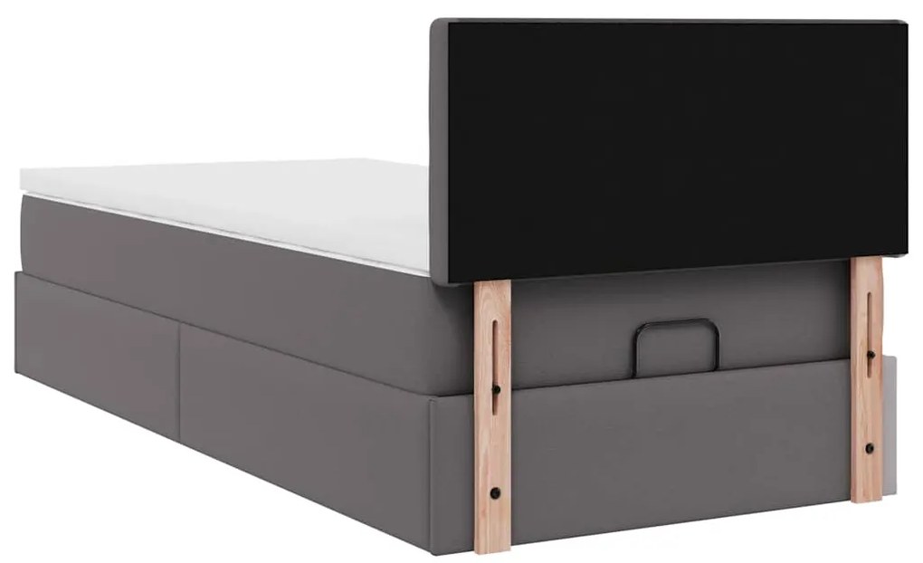 moldura de cama síriaXL otomana com colchão cinza 90x200cm couro falso