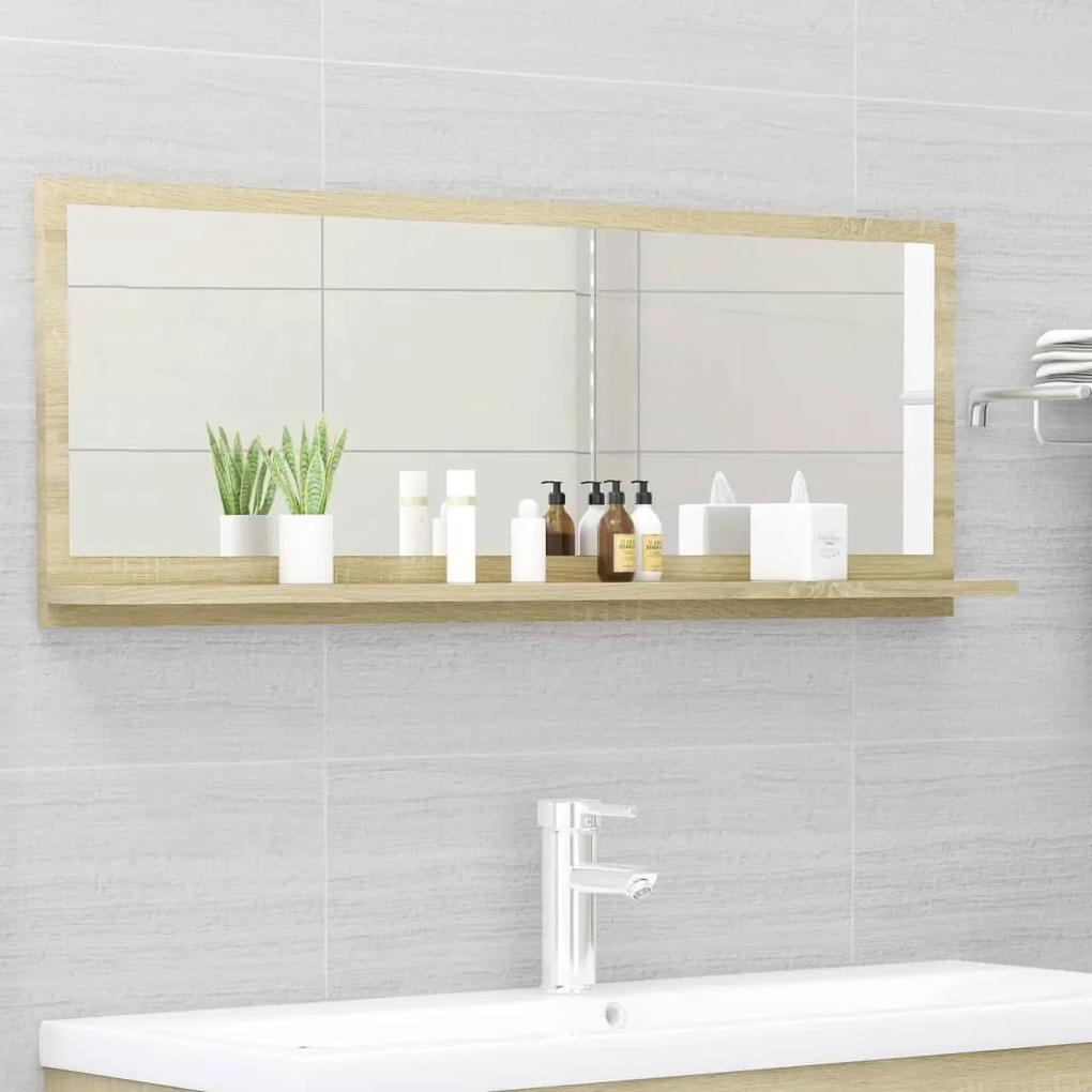 Espelho de casa de banho 100x10,5x37 cm contraplacado carvalho