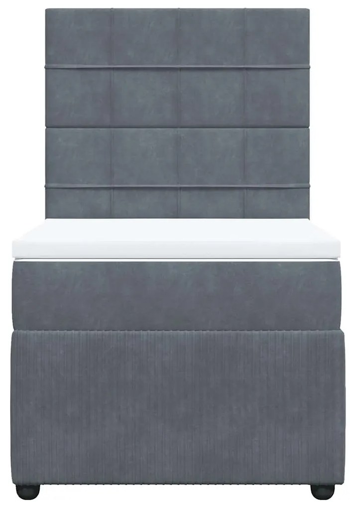 Cama com molas/colchão 90x190 cm veludo cinza-escuro
