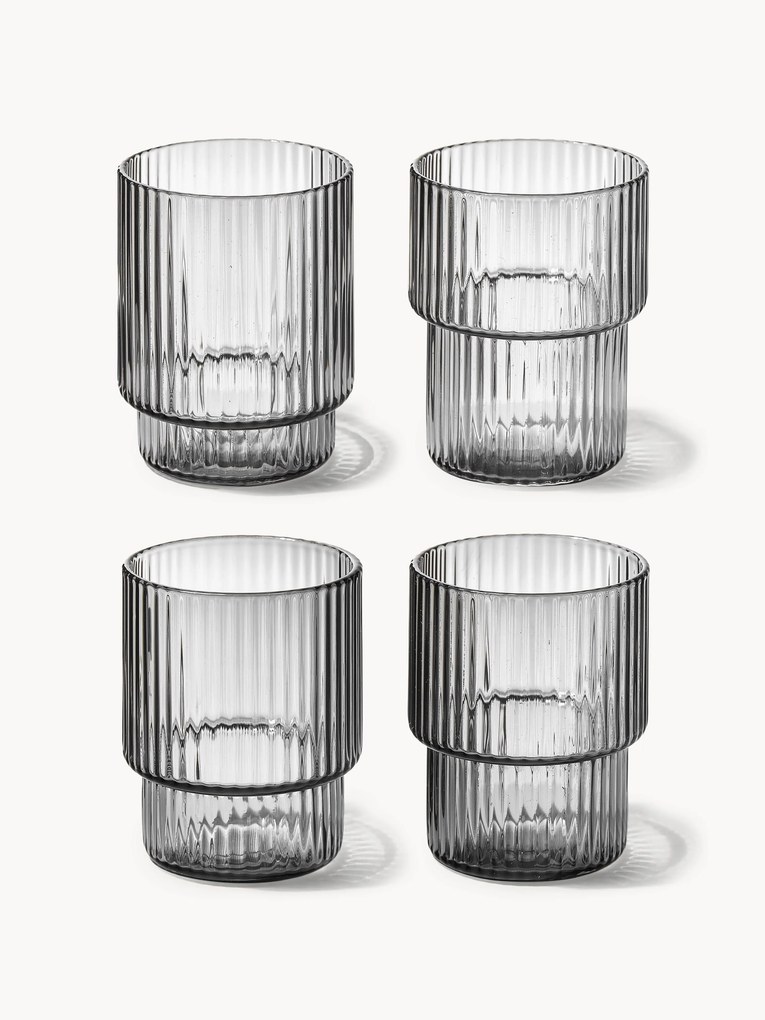 Copos artesanais com padrão em relevo Ripple, 200 ml, conjunto de 4