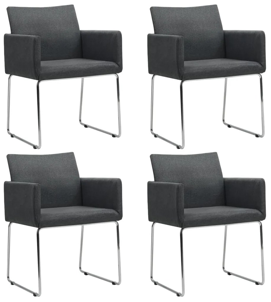 vidaXL Cadeiras de jantar 4 pcs tecido cinzento-escuro