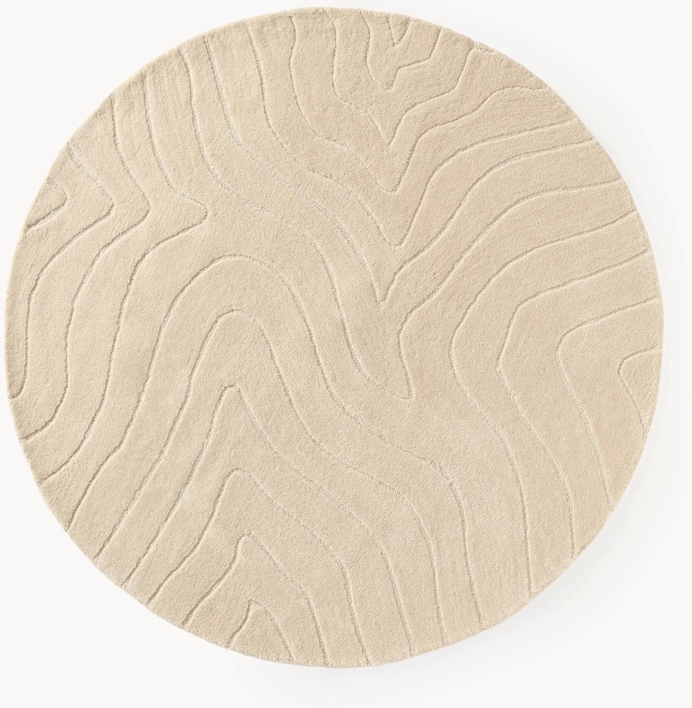 Tapete redondo em lã artesanal Aaron