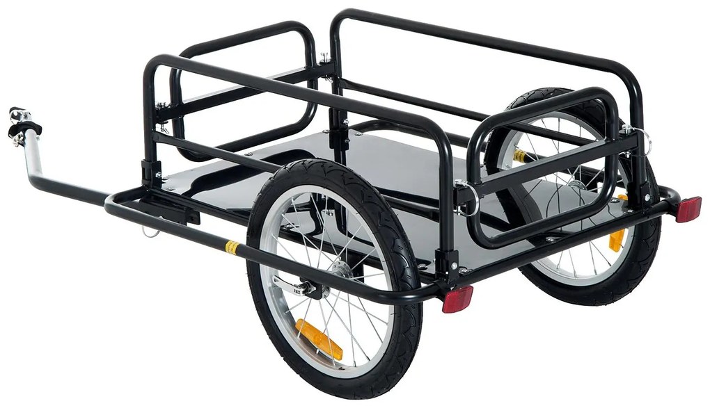Reboque de bicicleta dobrável para carregamento de bagagem de 40kg com estrutura de aço leve e refletores 139x71,5x49 cm Preto