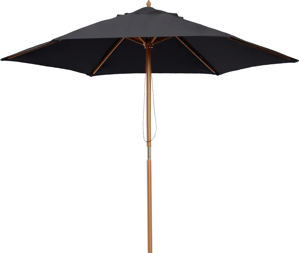 Outsunny Guarda-sol de jardim exterior guarda-sol reto com teto duplo Hexagonal Grande Tamanho de Jardim Ø 2,5 x 2,3H m Bambu Preto | Aosom Portugal