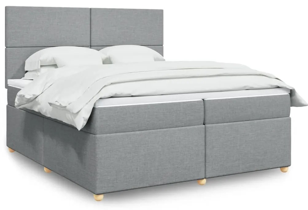 vidaXL Cama com molas/colchão 200x200 cm tecido cinza-claro