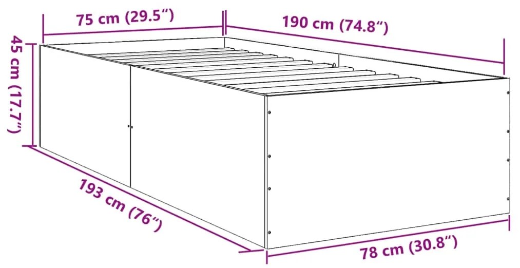 Estrutura de cama 75x190 cm derivados de madeira branco