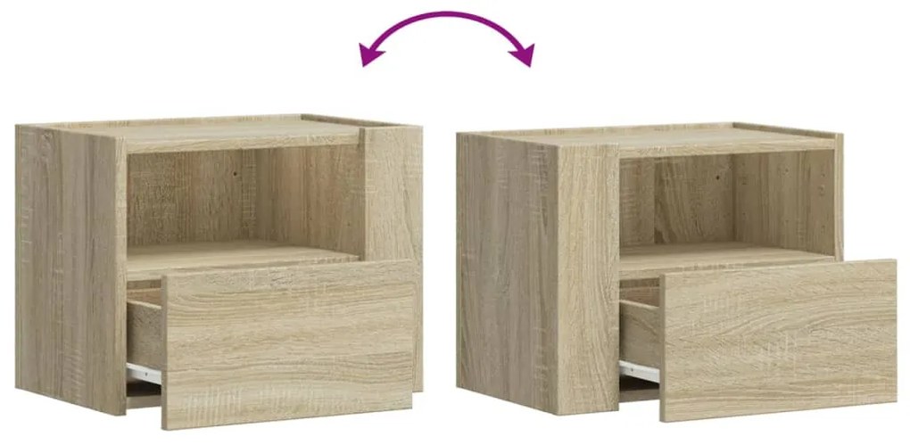 Mesas de cabeceira de parede 2 pcs 45x30x35 cm carvalho sonoma