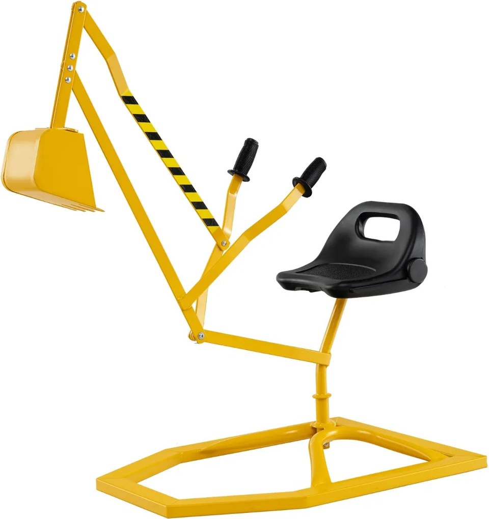 Escavadora infantil de brincar com pá giratória e guiador, para terra, neve e praia 122 x 40 x 64 cm amarelo