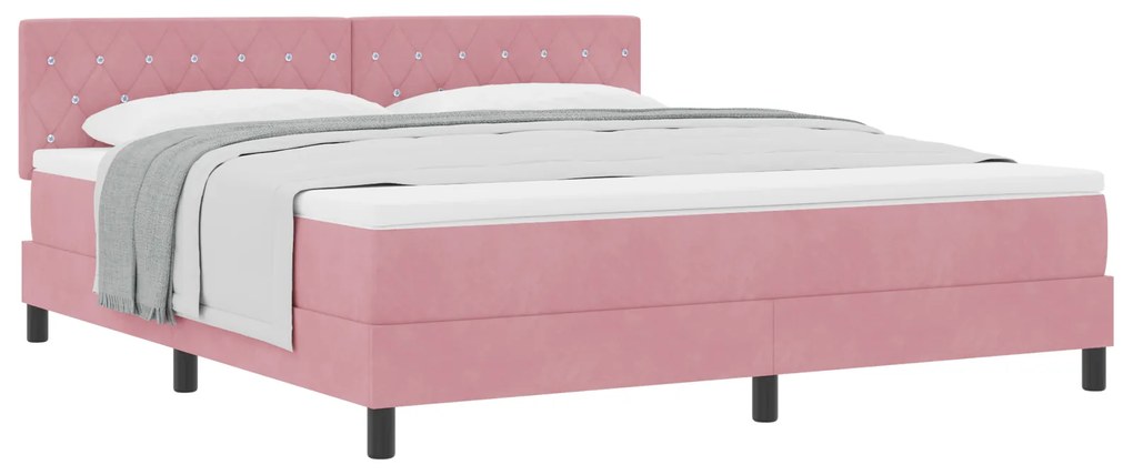Cama Box com Colchão vidaXL Rosa Super King Veludo