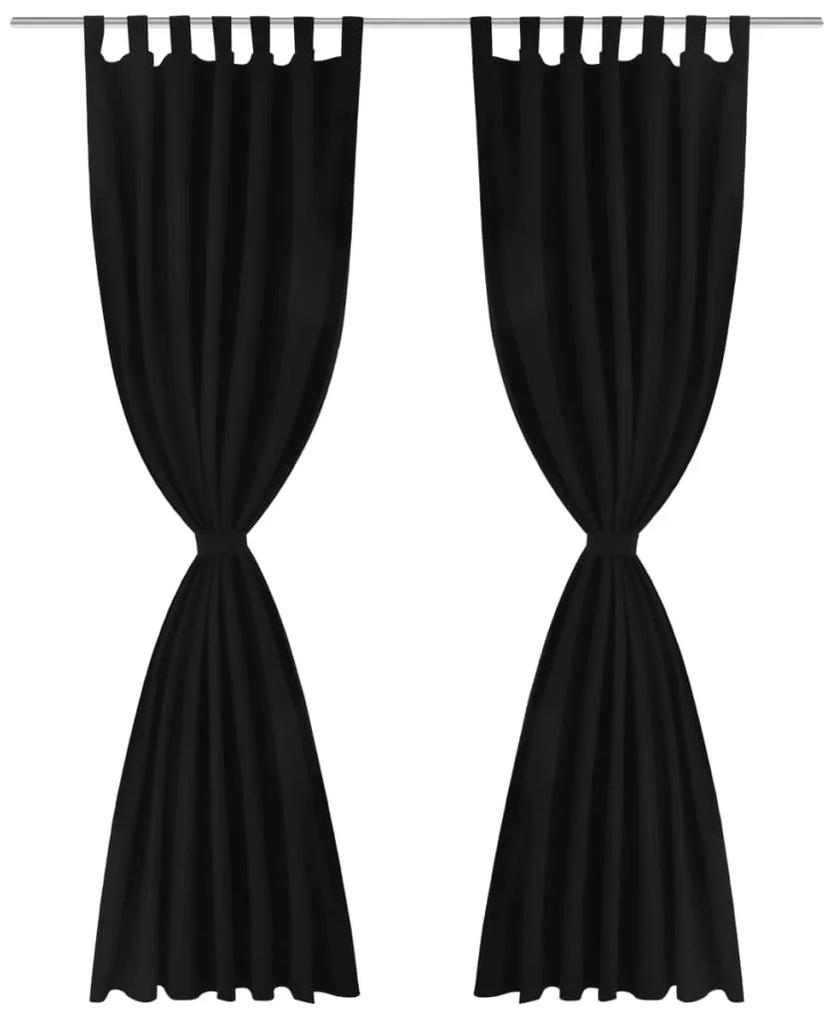 Cortinas de cetim com laços, 2 pcs, preto 140 x 225 cm