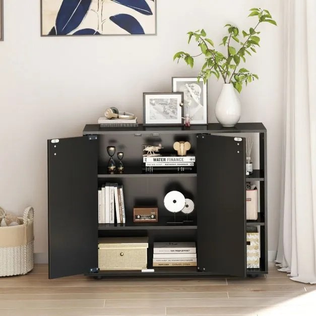 Sapateira com portas 80 x 31 x 64,5 cm sapatos de 3 níveis com prateleiras ajustáveis Preto