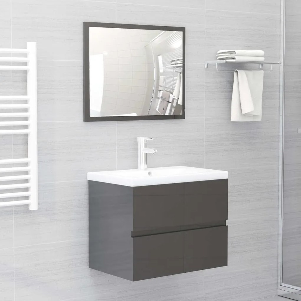 804874 vidaXL 2 pcs conjunto móveis de casa de banho contraplacado cinzento