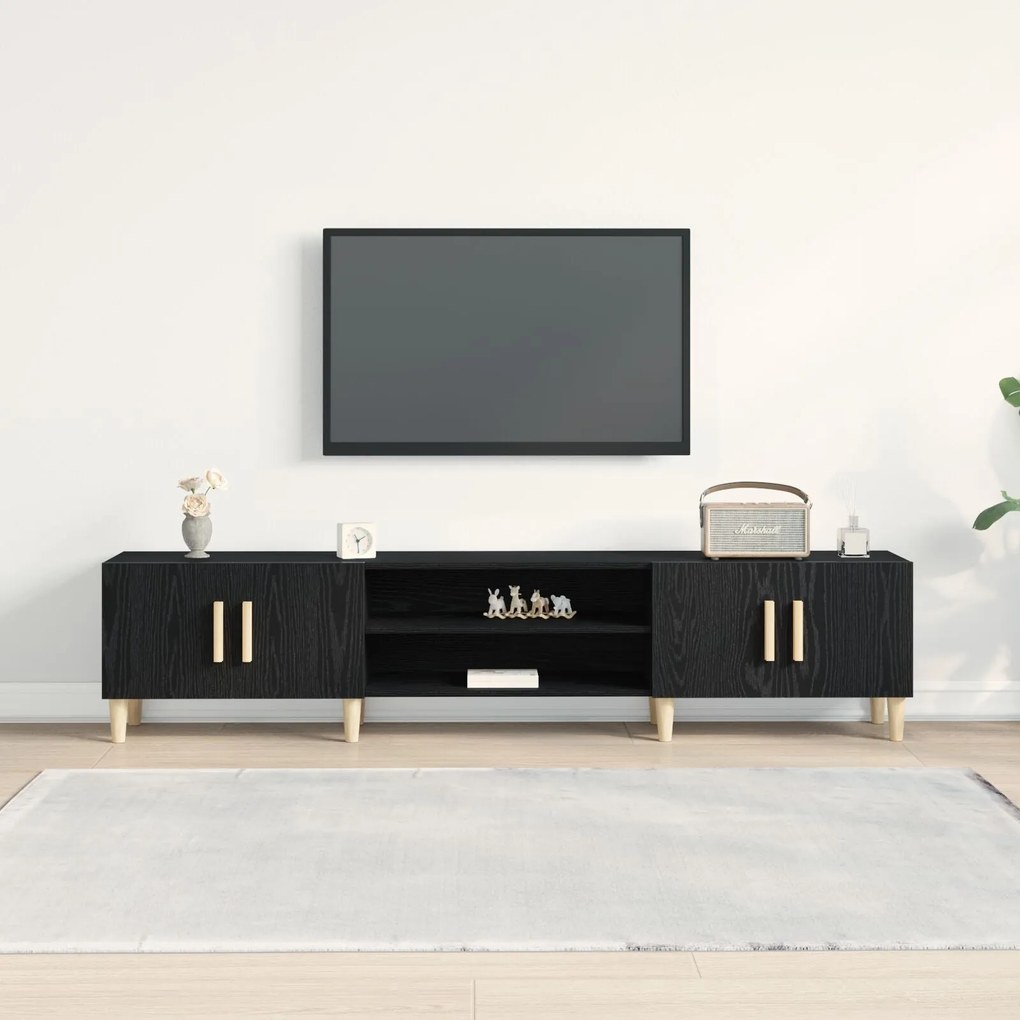 Cabinet de TV vidaXL Preto Carvalho 180x31,5x40 cm Madeira Derivada