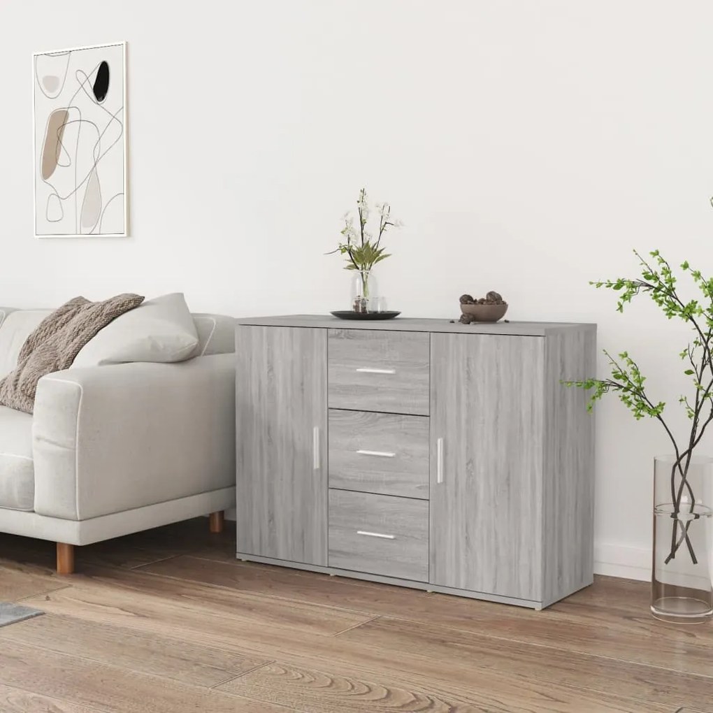 vidaXL Aparador 91x29,5x65 cm derivados de madeira cinzento sonoma