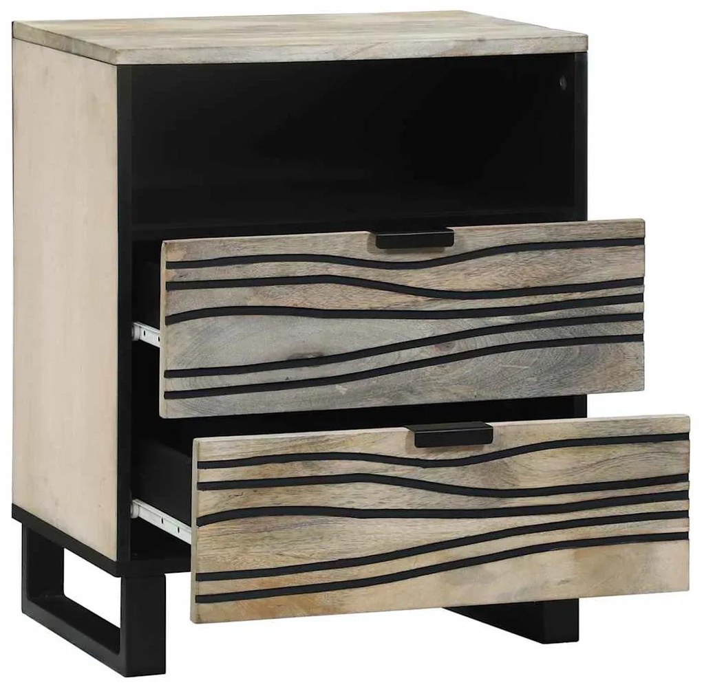 Mesas de cabeceira com gaveta Branco e Preto 50 x 33 x 60 cm