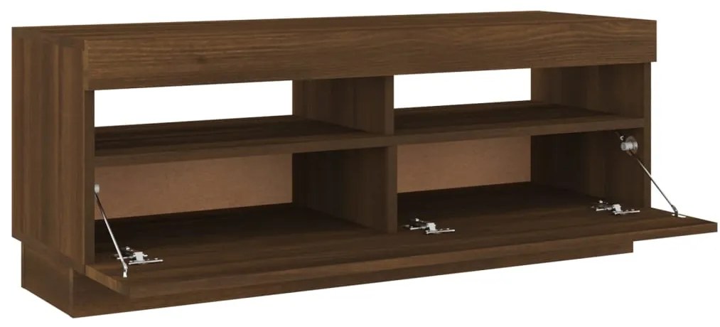 Móvel de TV com luzes LED 100x35x40 cm cor carvalho castanho
