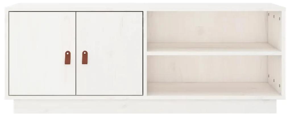 Móvel de TV 105x34x40 cm madeira de pinho maciça branco