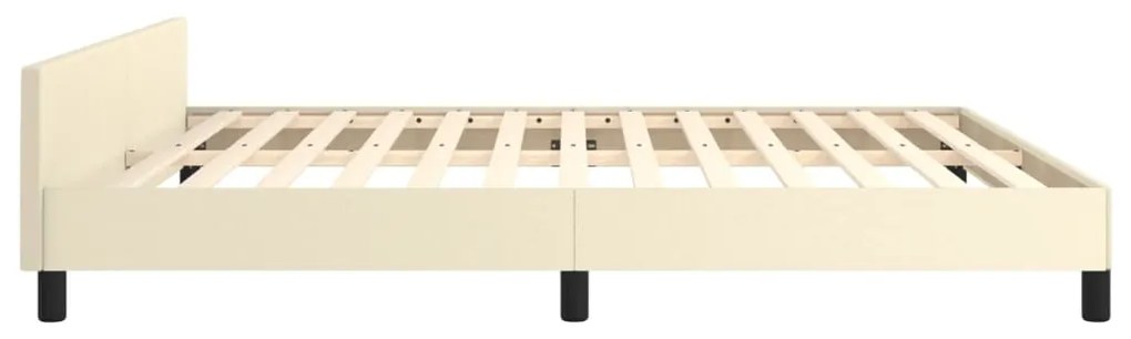Estrutura de cama c/ cabeceira couro artificial 180x200cm creme