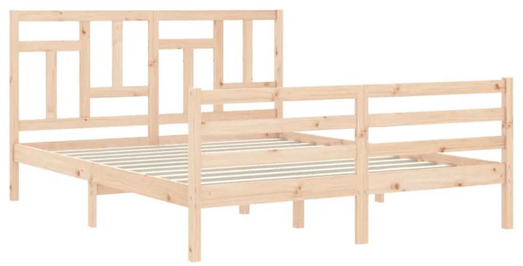 Estrutura de cama com cabeceira 160x200 cm madeira maciça