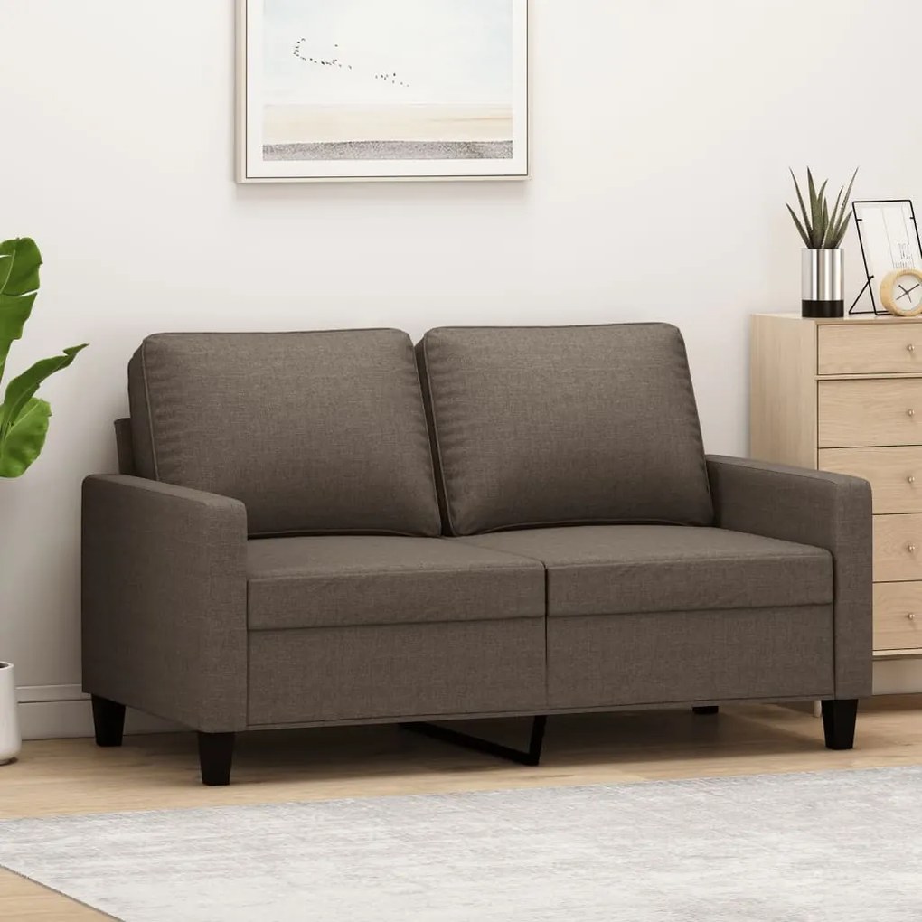 vidaXL Sofá de 2 lugares tecido 120 cm cinzento-acastanhado