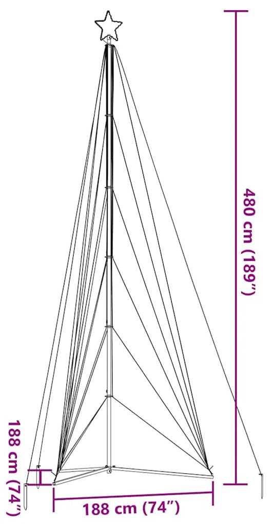 LED Árvore de Natal 861 LEDs Branco Frio 478 cm