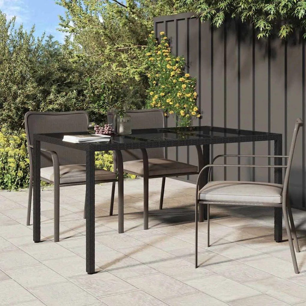 vidaXL Mesa de Jantar para Jardim Preto 150 x 90 x 75 cm vime PE