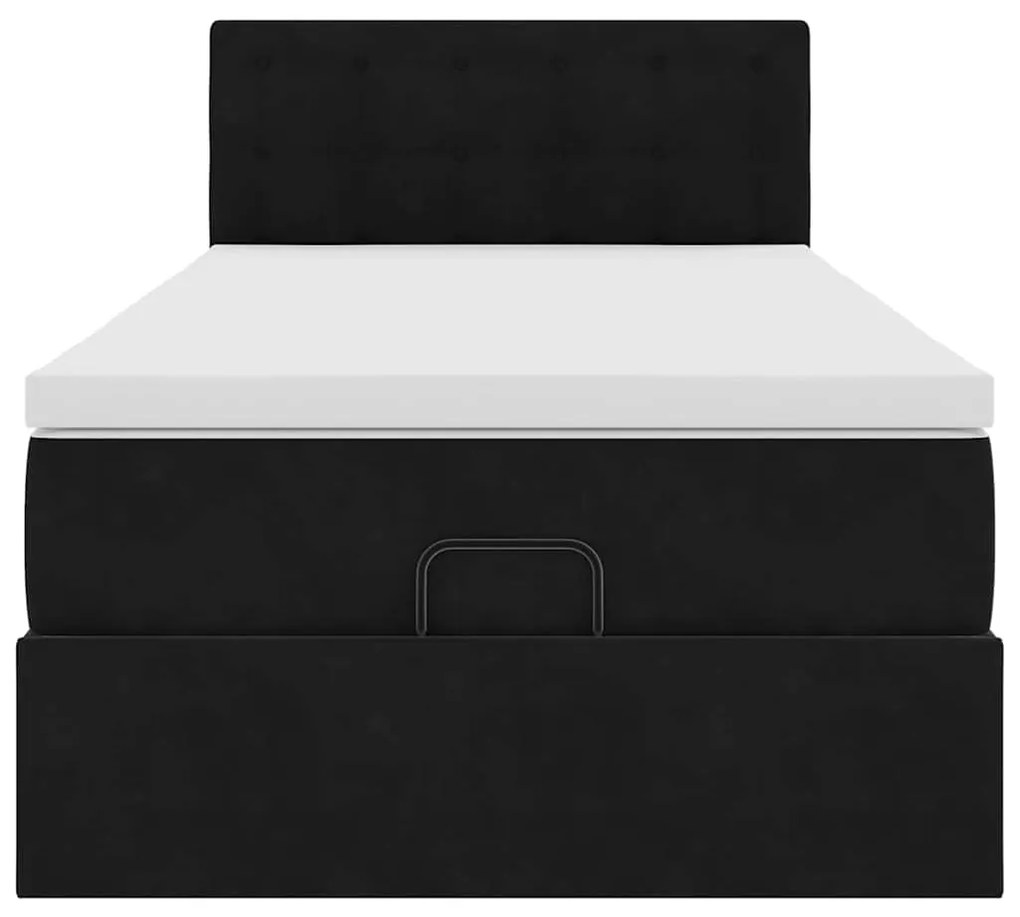 Estrutura de cama otomana vidaXL com colchão preto 100x200cm Veludo