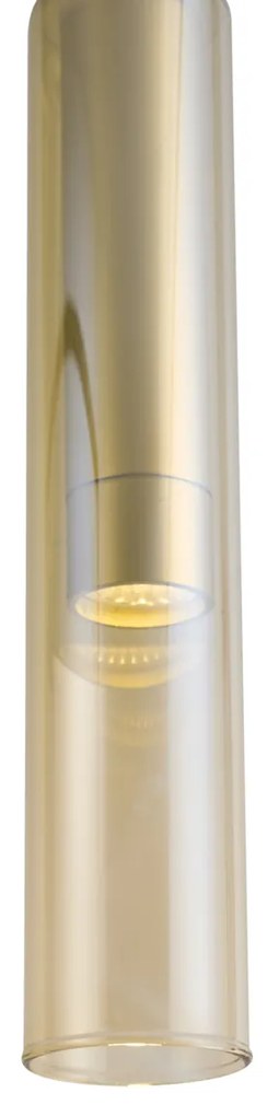 Foco moderno dourado com vidro âmbar para sistema de calhas monofásico - Slimline Loyce