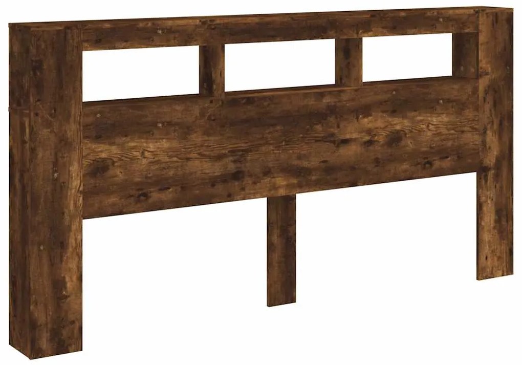 Cabeceira LEDs 200x18,5x103,5 cm deriv. madeira carvalho fumado