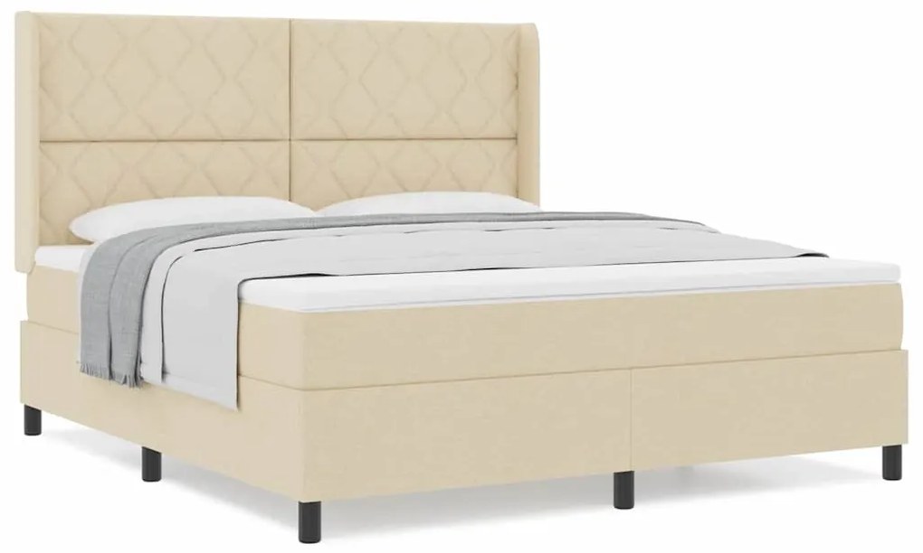 Cama Box com Colchão Creme 180x200 cm em Tecido